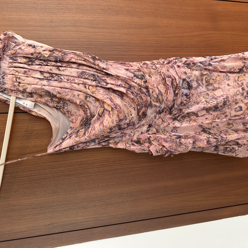 IRO Pink and Purple Abstract Print Draped Mini Dress - Size 34